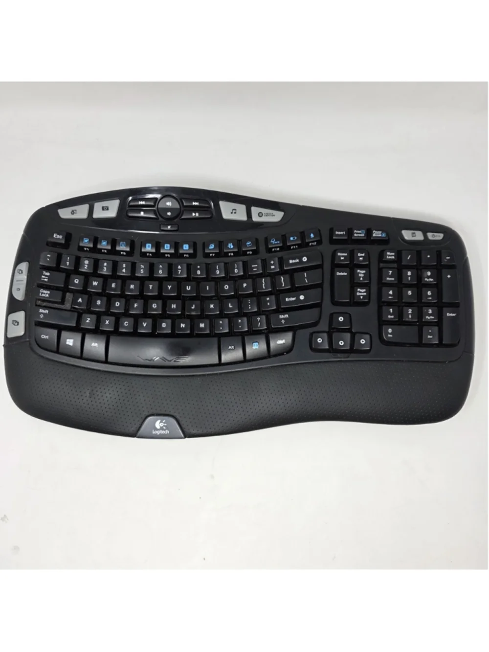 Logitech K350 Wave Comfort Ergonomic Wireless Keyboard No Dongle